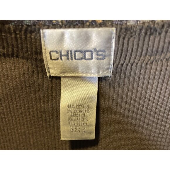 Chico's Brown Ribbed Lacy Shoulder Scoop Neck Pullover Tank Top Sz L - Picture 6 of 6